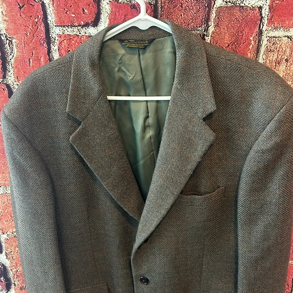 Vintage Southwick Neiman Marcus Green rust plaid Wool Jacket blazers 43 R